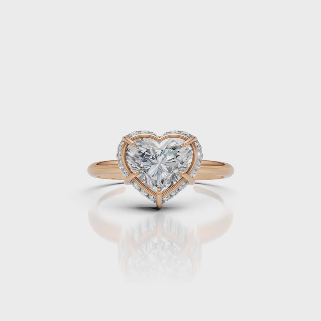 Heart Solitaire Halo Diamond Ring