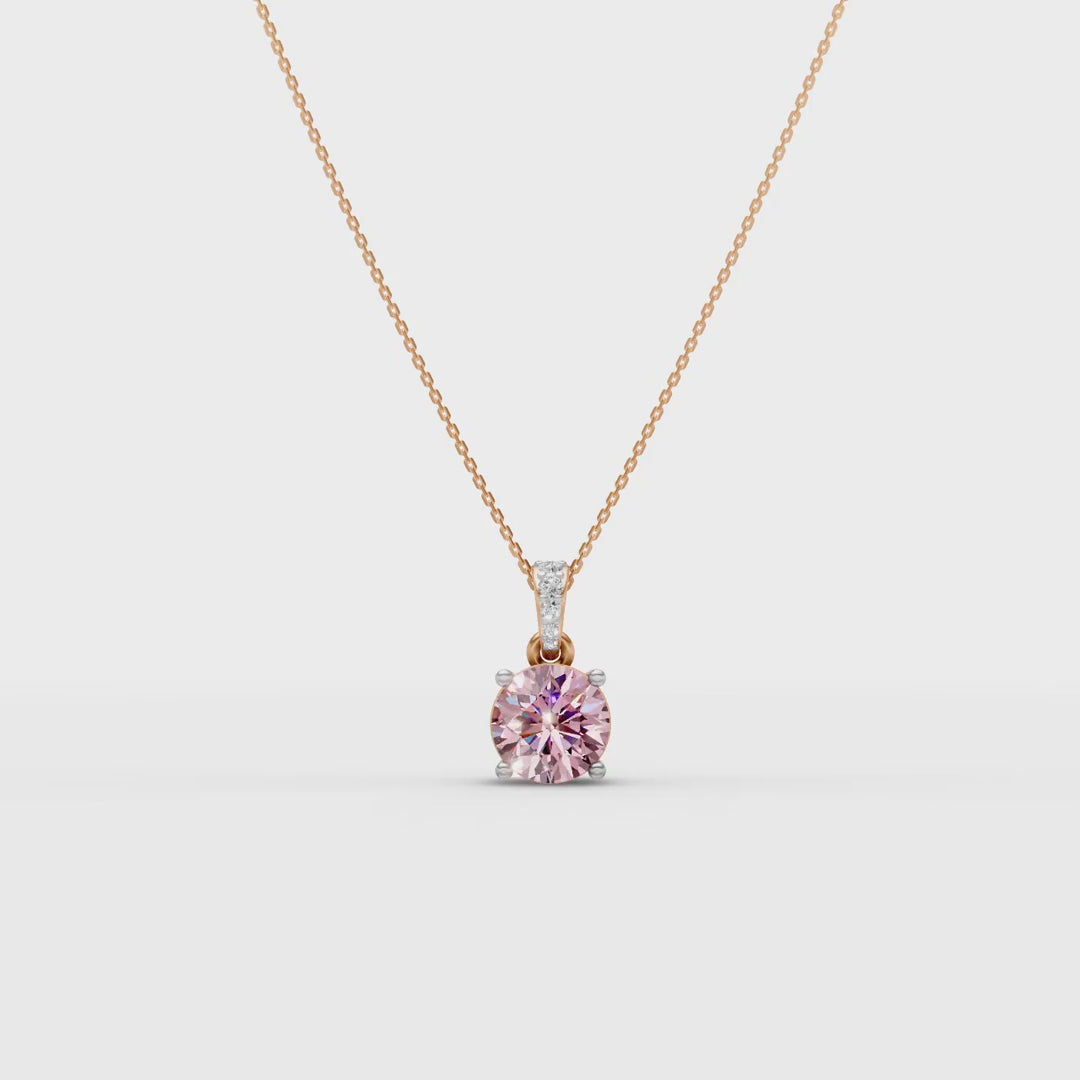 2 CT Pink Portuguese CutPendant With Chain