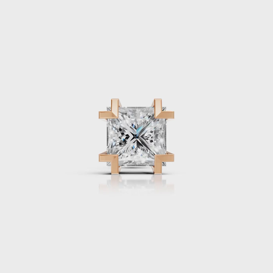 Princess Cut Corner Claw Diamond Stud (1 PC)
