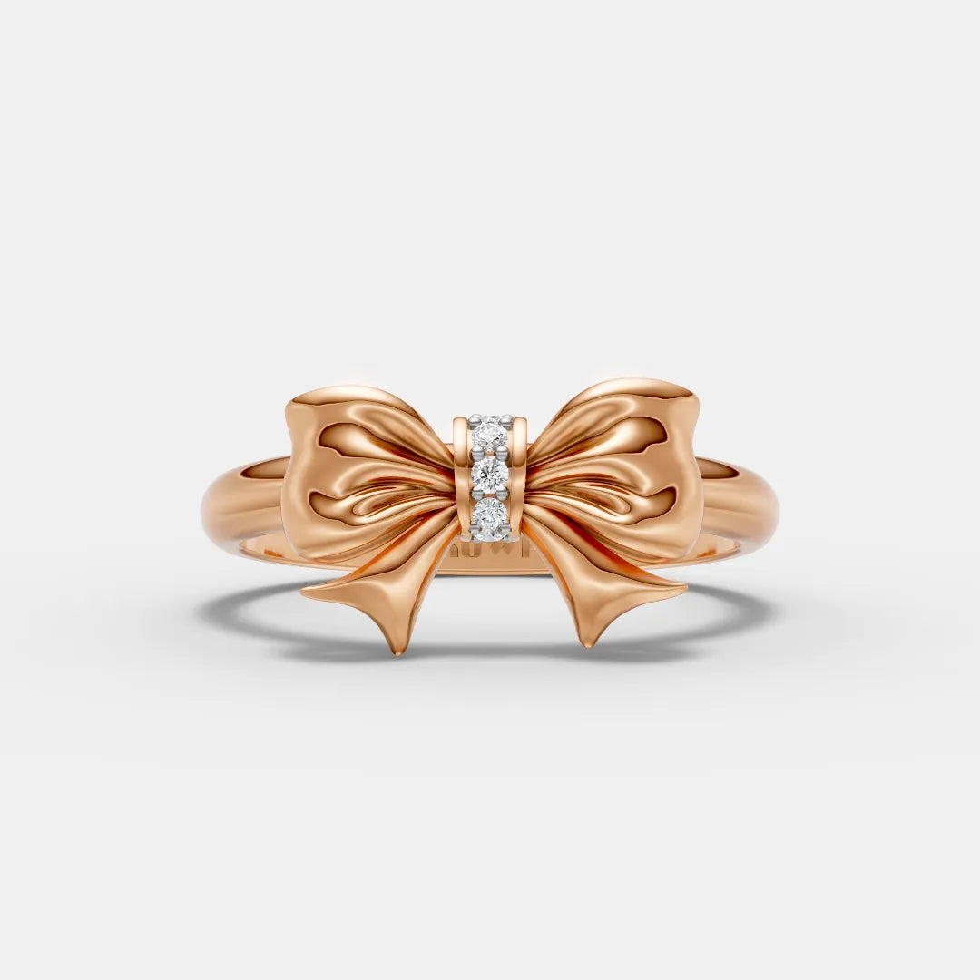 925 Sterling Silver Bow Moissanite Diamond Ring