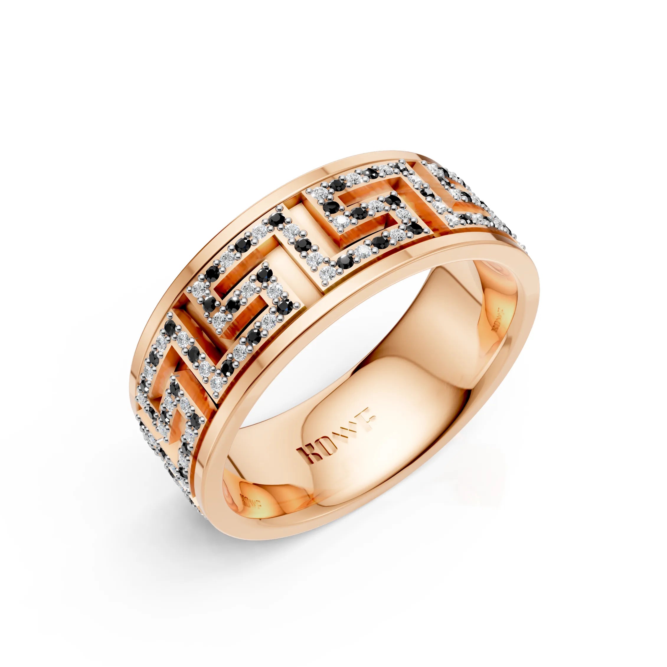 Iced Geometric Pattern Band Ring