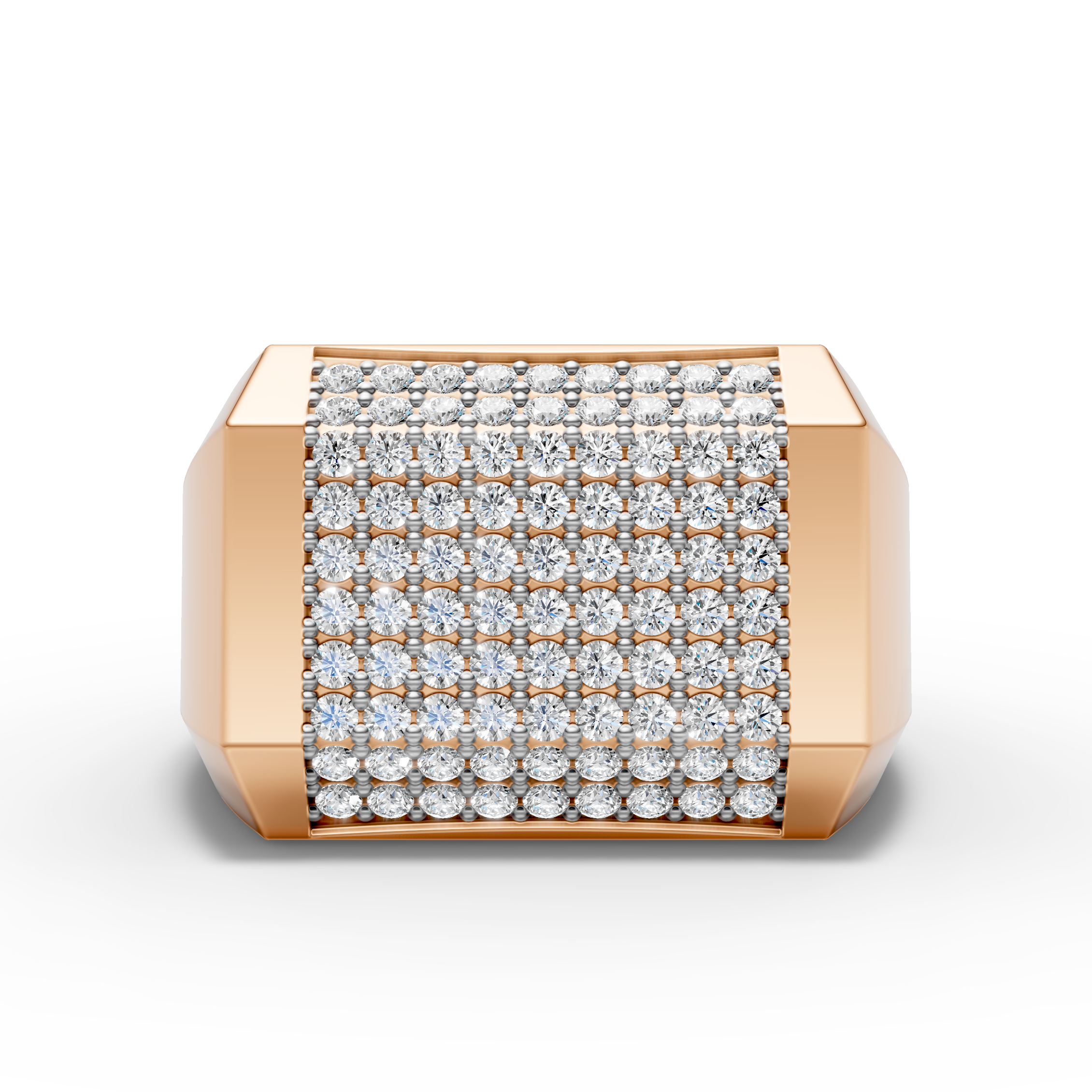 925 Sterling Silver Diamond Grid Moissanite Diamond Ring