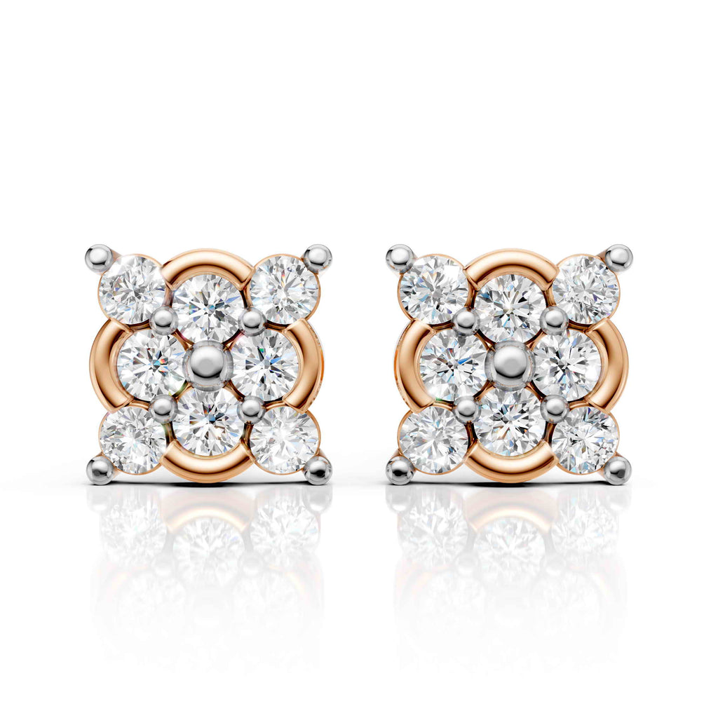 Classic Square Halo Diamond Earrings (1 Pair)