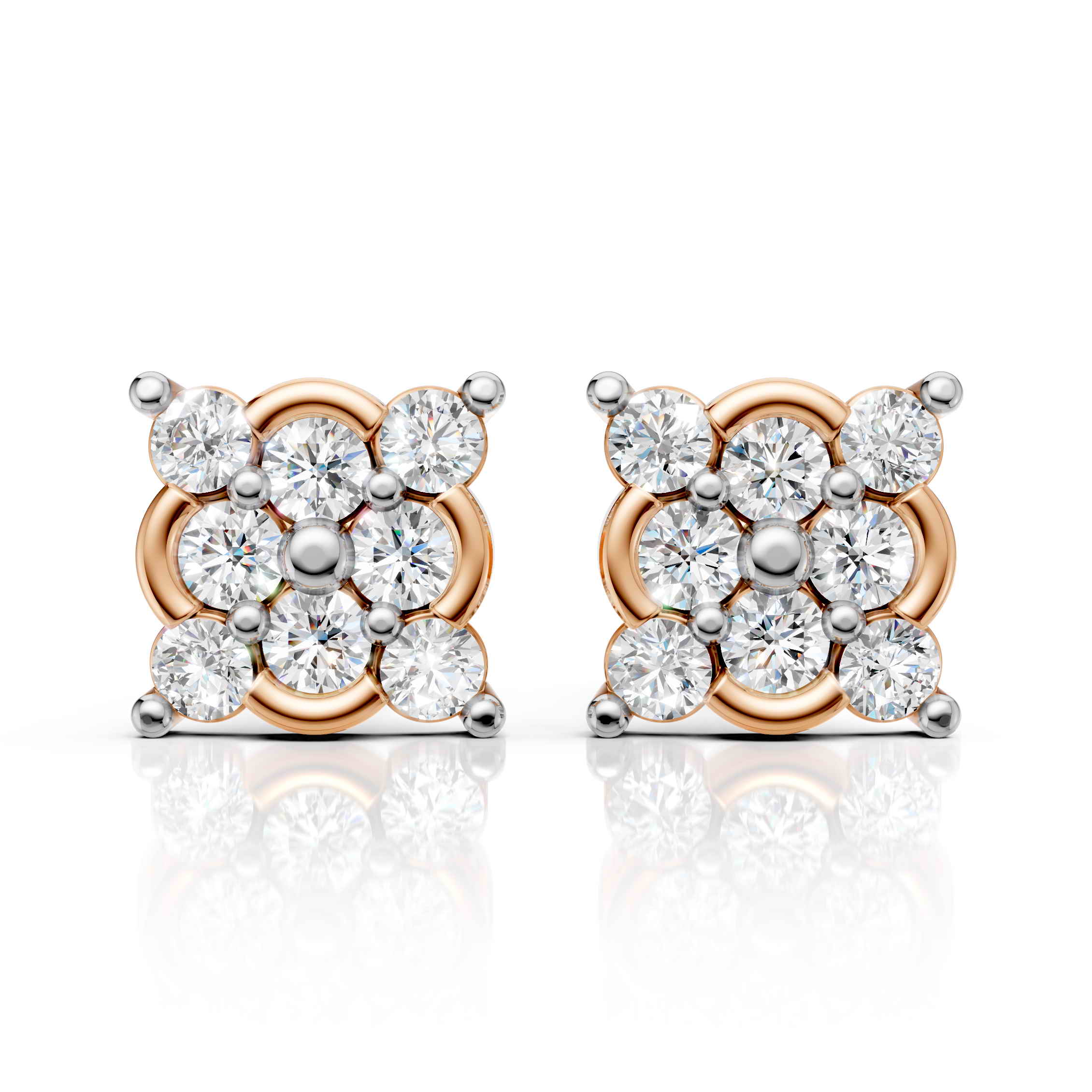 Classic Square Halo Diamond Earrings (1 Pair)