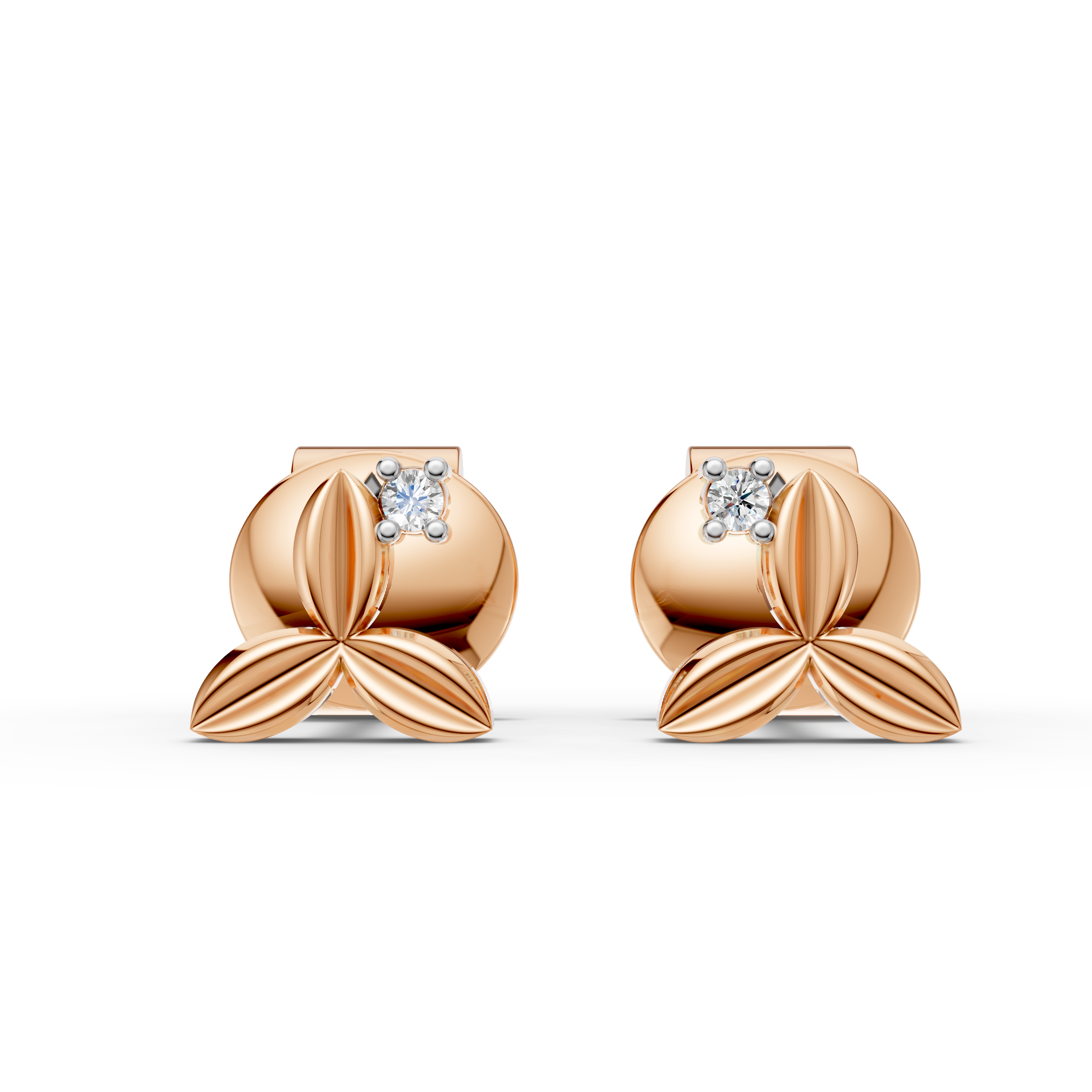 925 Sterling Silver Petal Bloom Diamond Stud Earrings