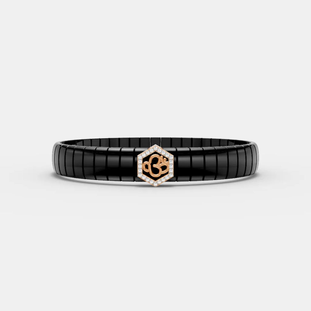Hexagon OM Bracelet – Spiritual Sparkle with Modern Elegance