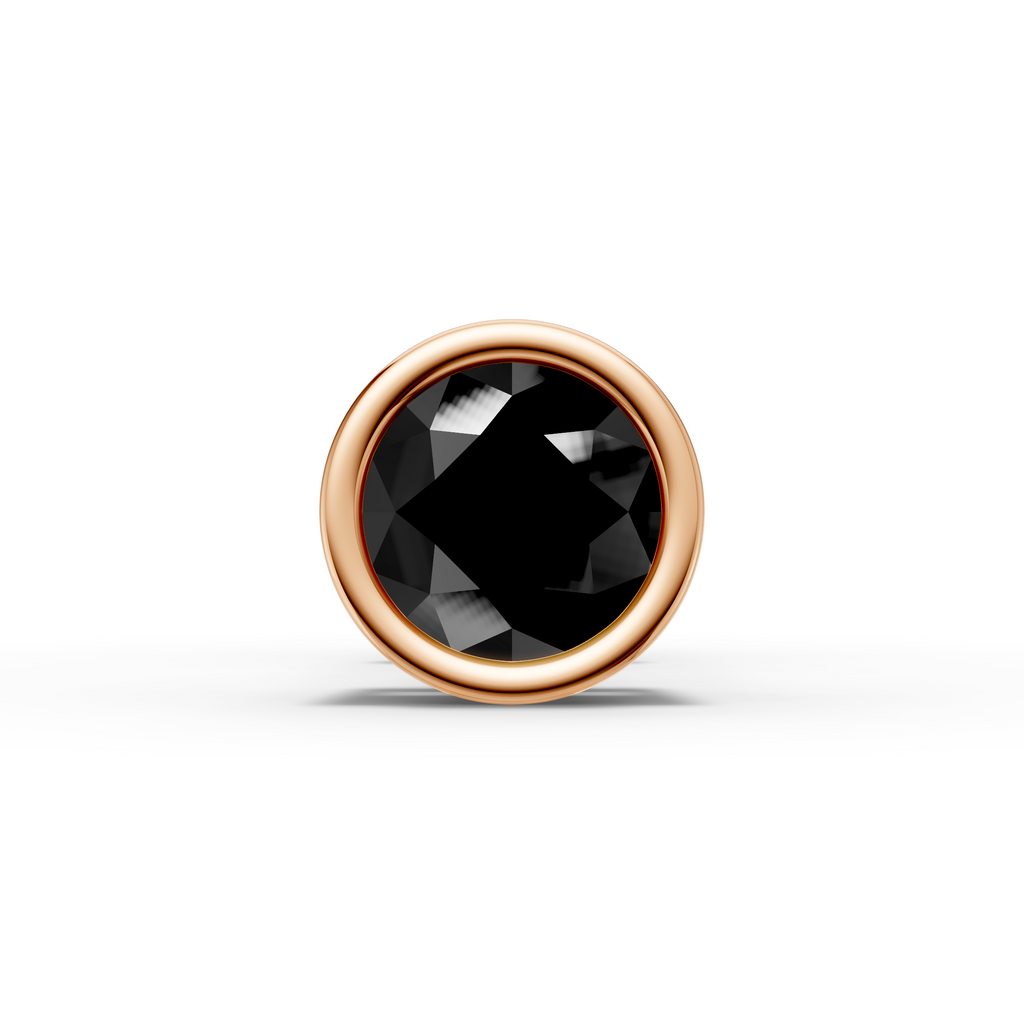 Round Black Bezel Stud ( 1 PC)