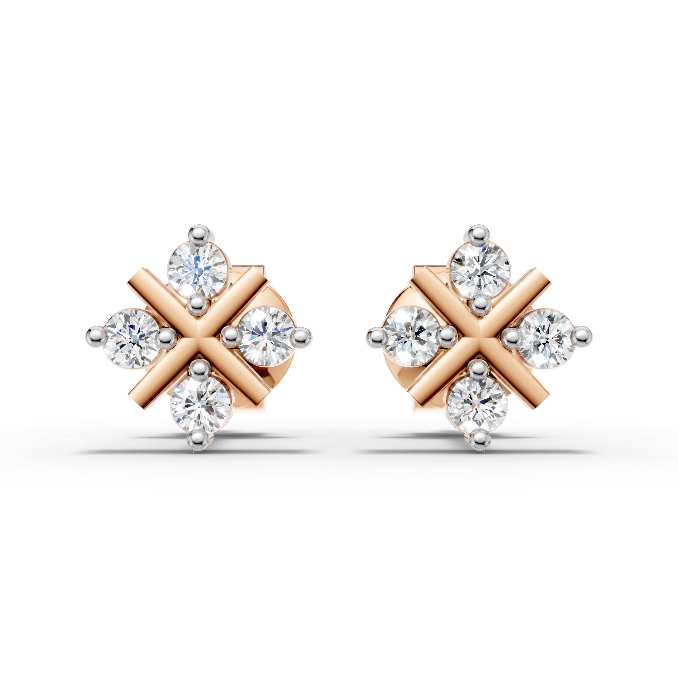 925 Sterling Silver Sparkling Cross Cluster Stud Earrings