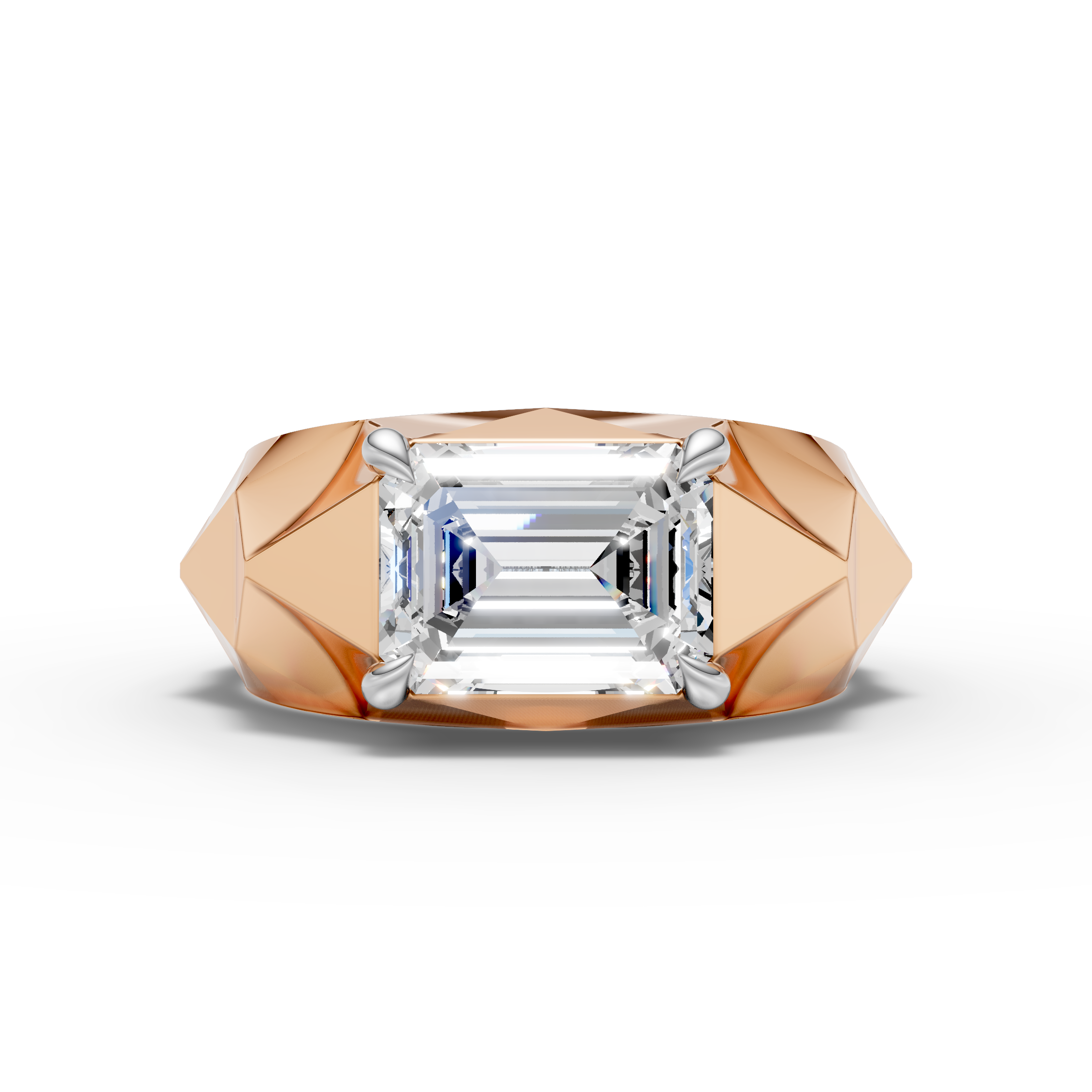 925 Sterling Silver Emerald Cut Moissanite Diamond Ring