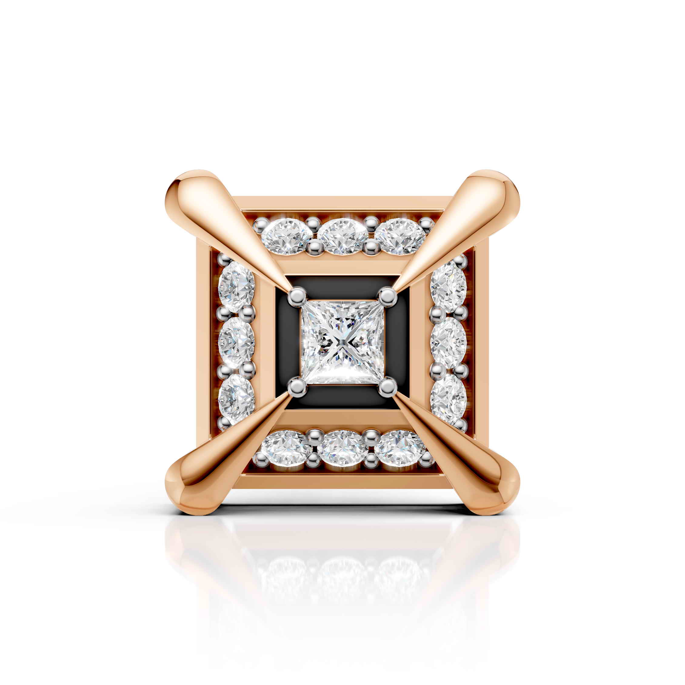 Princess Cut Diamond Frame Stud (1 PC)