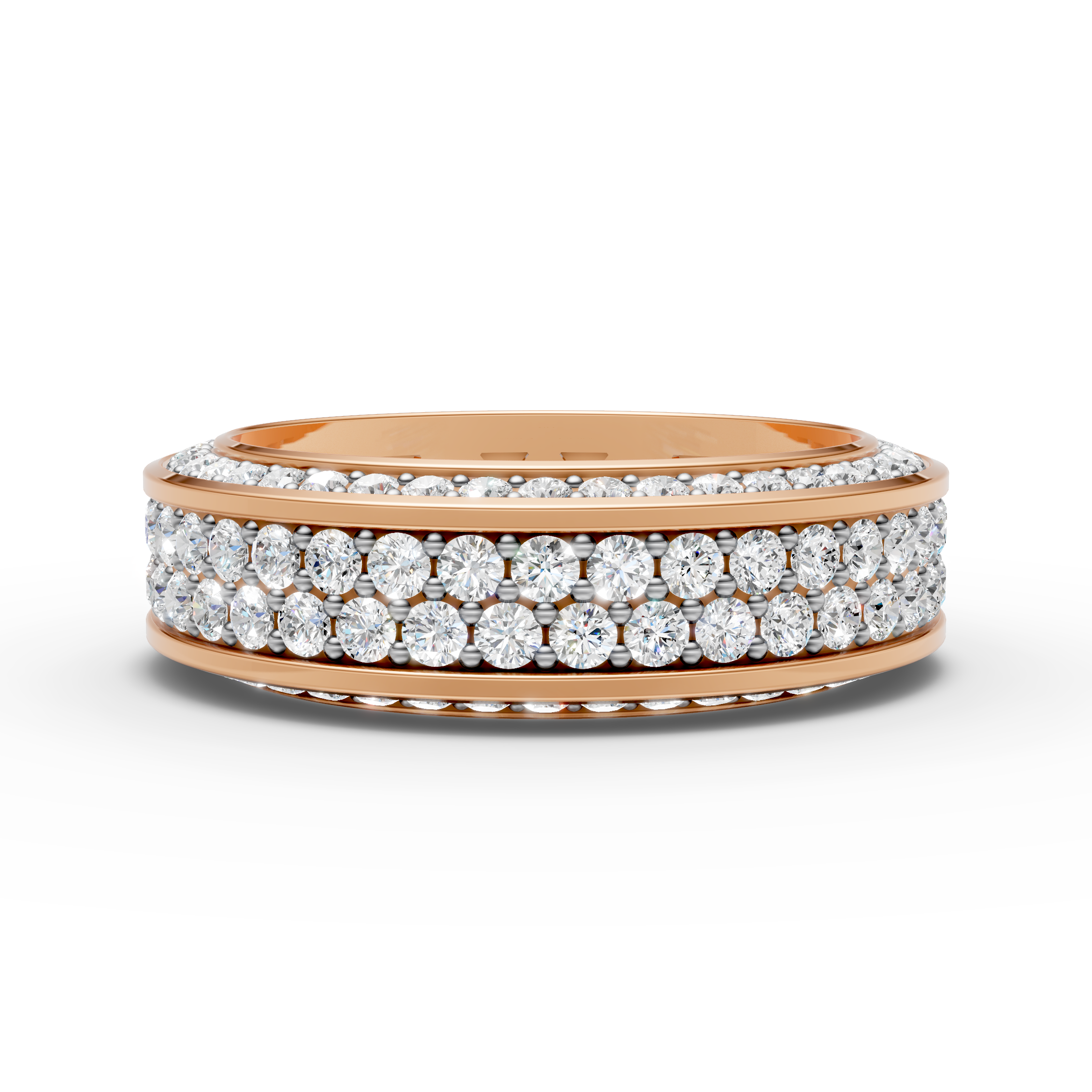 925 Sterling Silver Multi-Row Sparkle Moissanite Diamond Ring