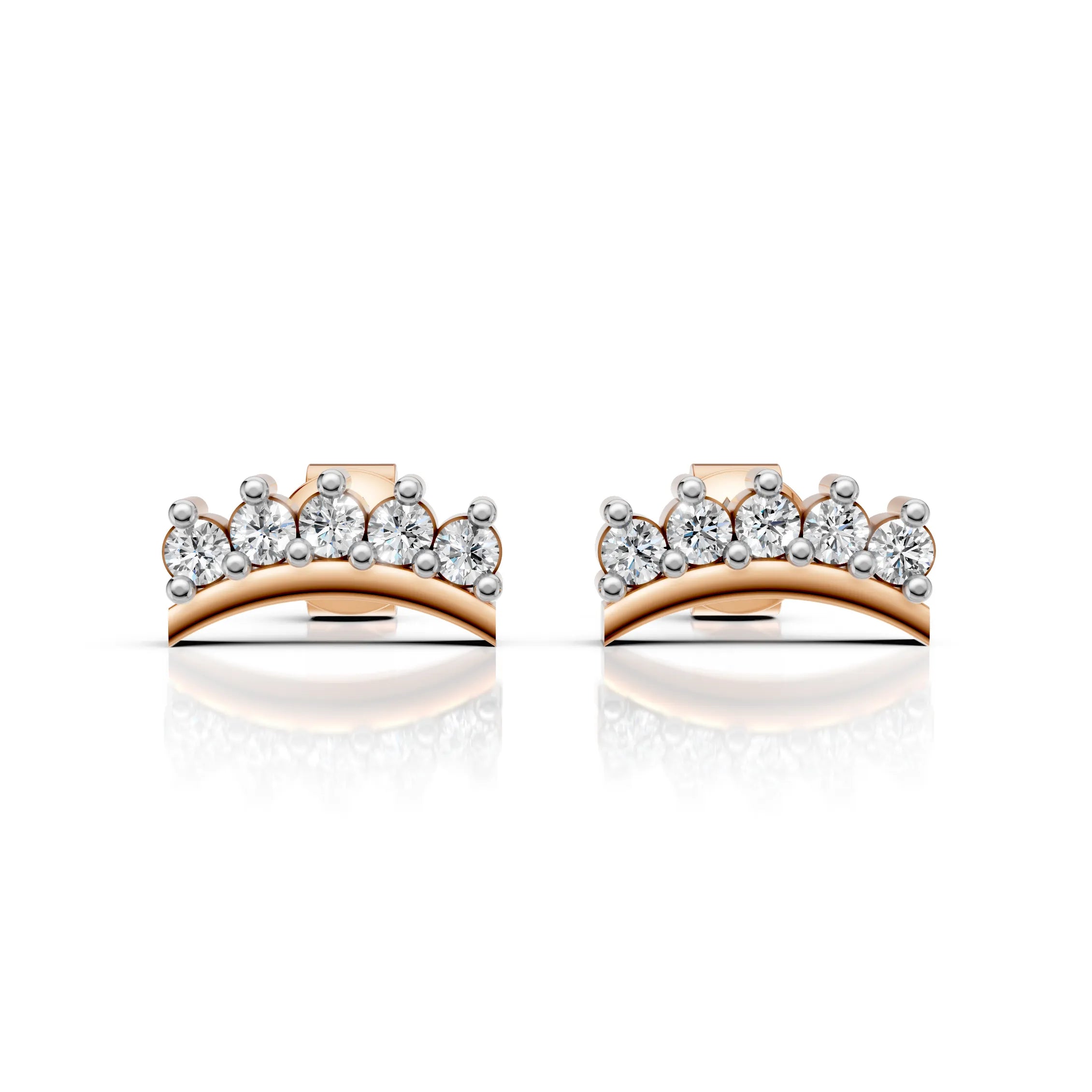 Curved Crown Stud Earrings (1 Pair)