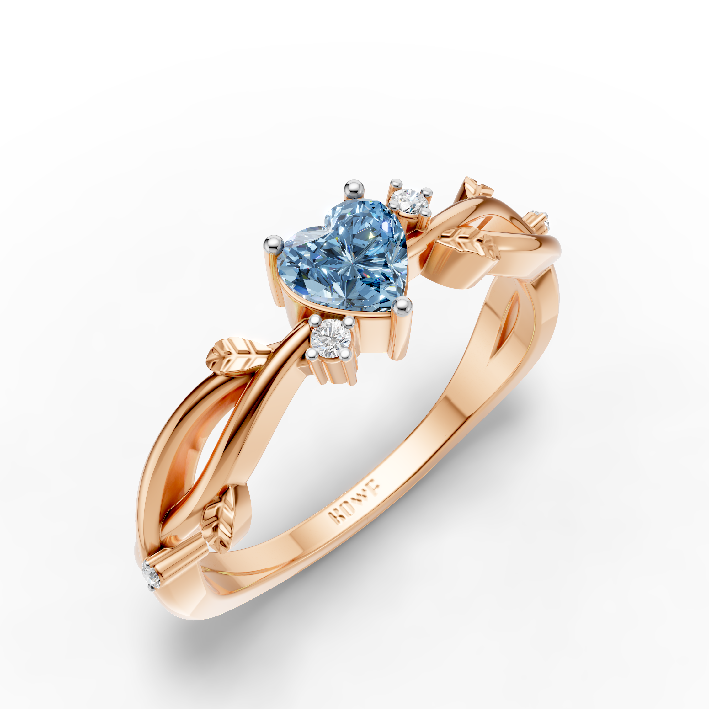 Blue Heart Solitaire Ring