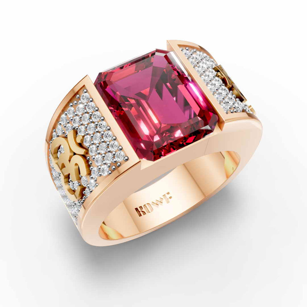 Red Stone With Om Ring