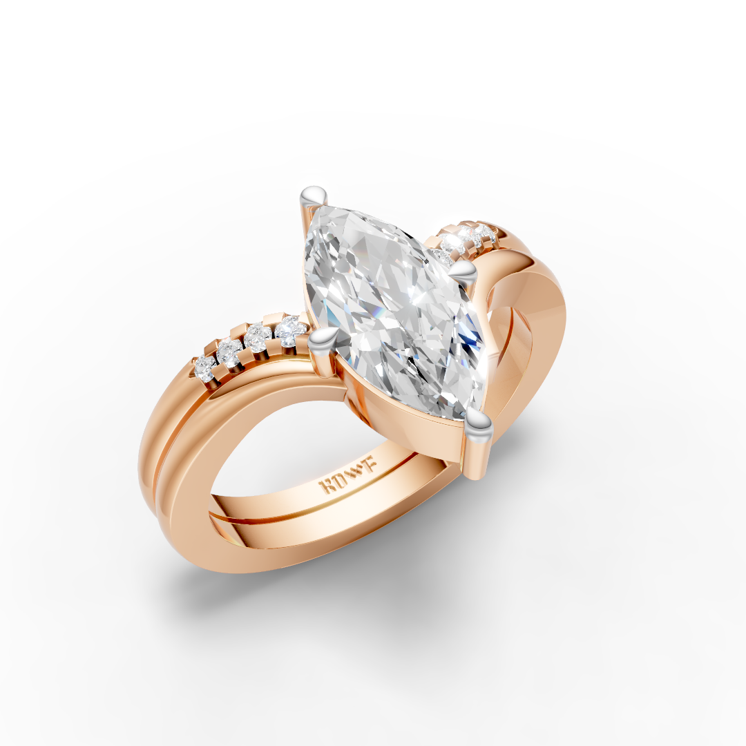 925 Sterling Silver Moissanite Diamond Marquise Ring