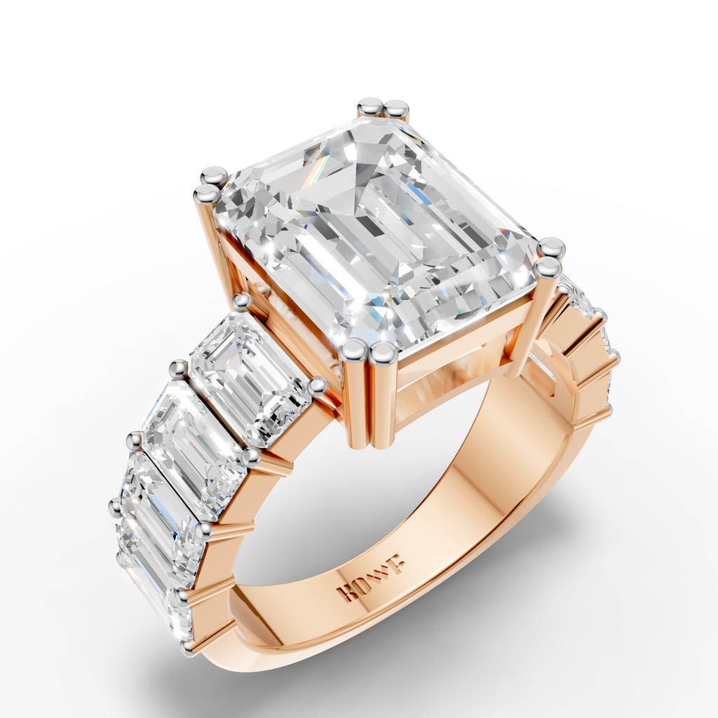 Emerald-Cut Ring with Baguette Accents
