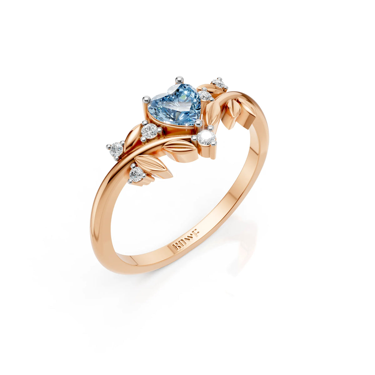 Blue Heart Leaf Ring
