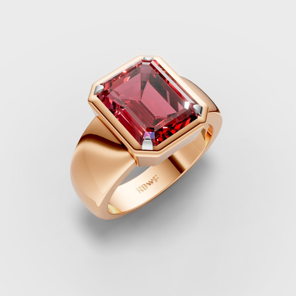 Red Emerald-Cut Ring