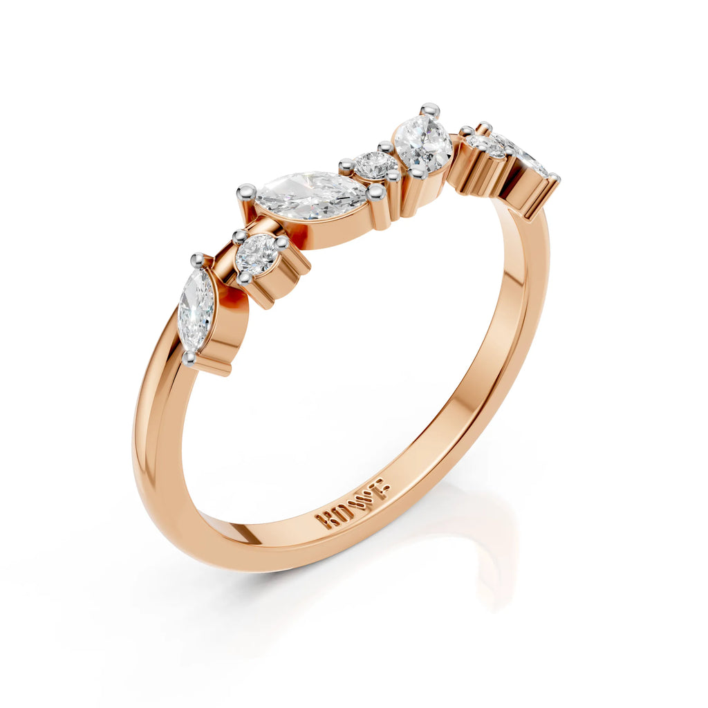Marquise & Round Diamond Band Ring