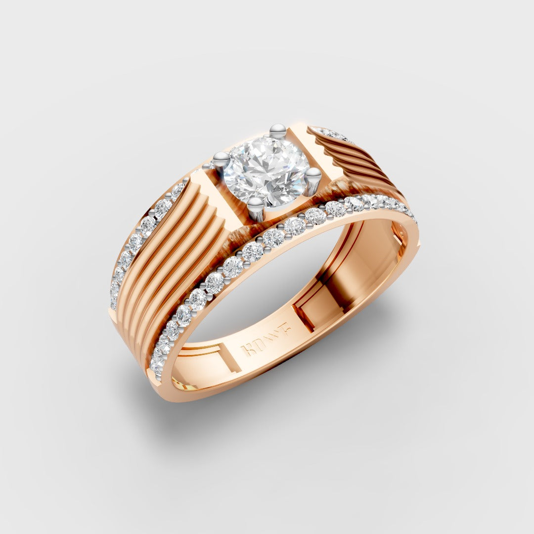 925 Sterling Silver Gents Ring with Horizontal Moissanite Detailing