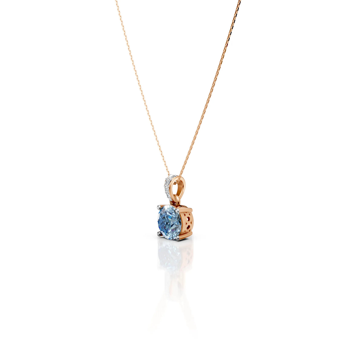 2 CT Blue Portuguese Cut Pendant With Chain