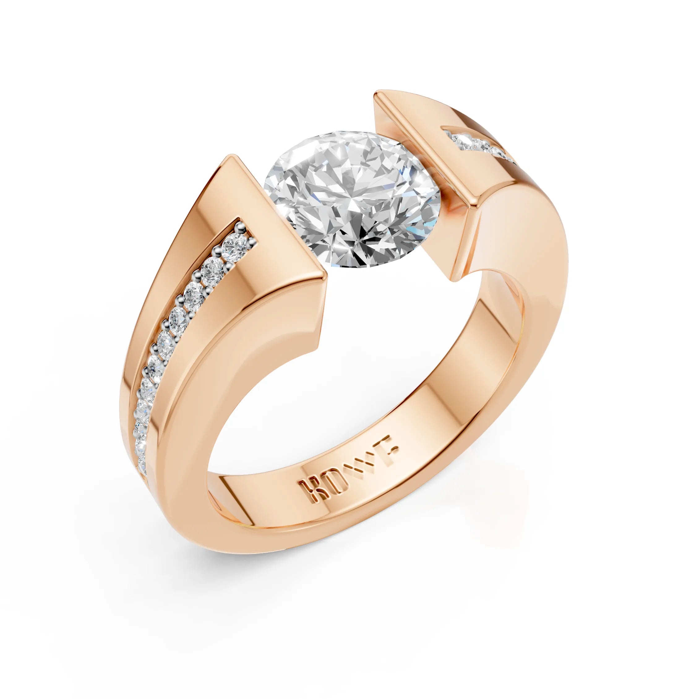 Modern Floating Diamond Solitaire Ring