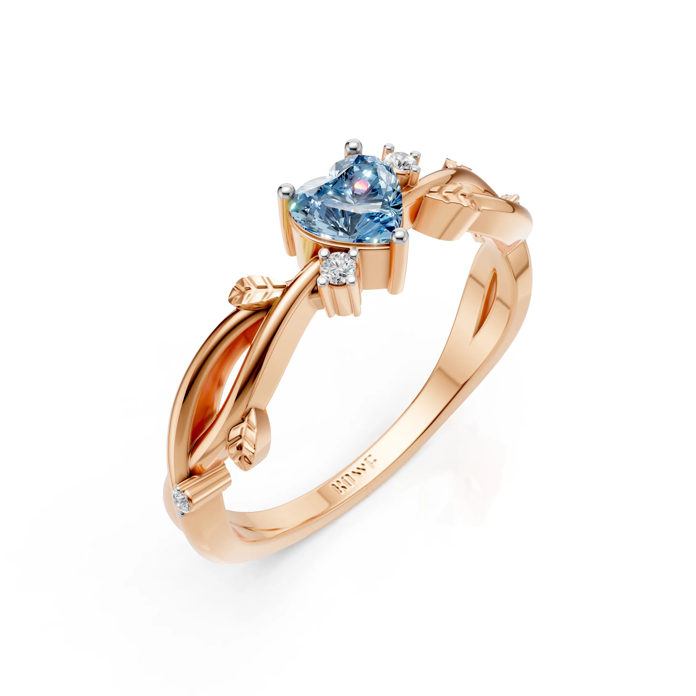 Blue Heart Solitaire Ring