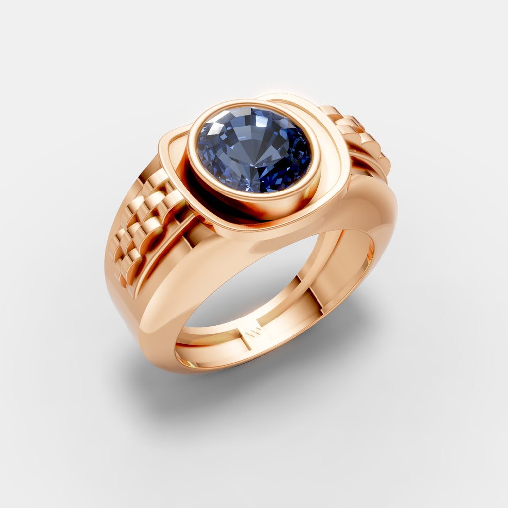 Silver Ring with Blue CZ Diamond