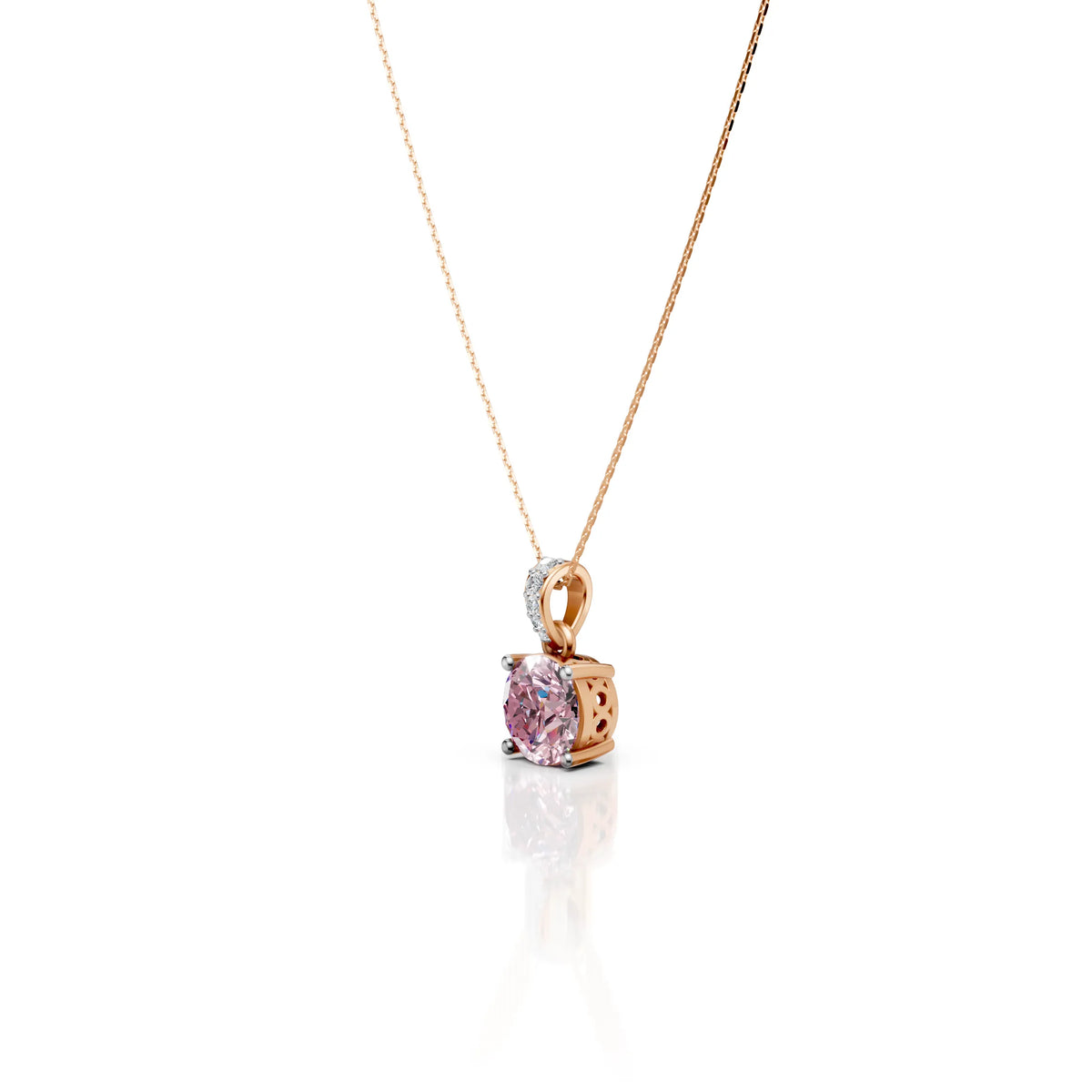 2 CT Pink Portuguese CutPendant With Chain