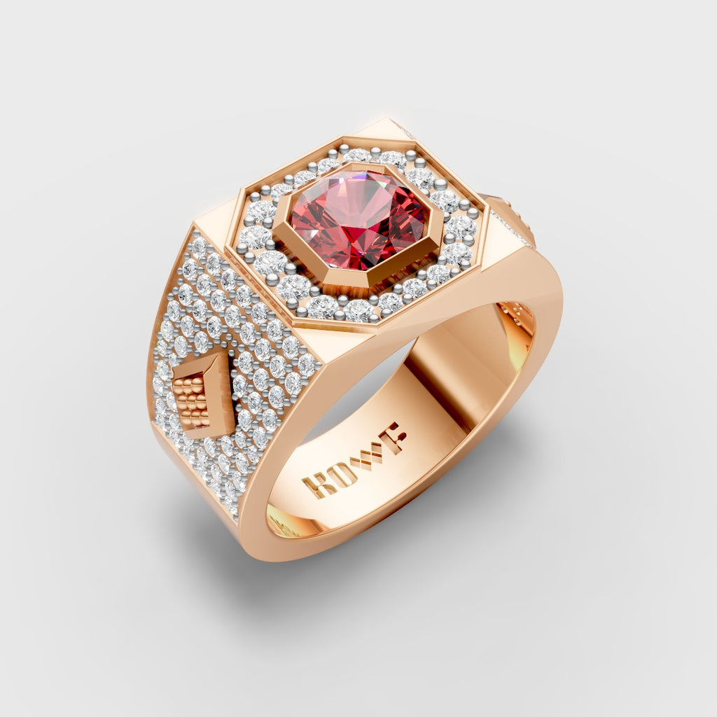 Brilliance with Blood-Red Center Stone Ring