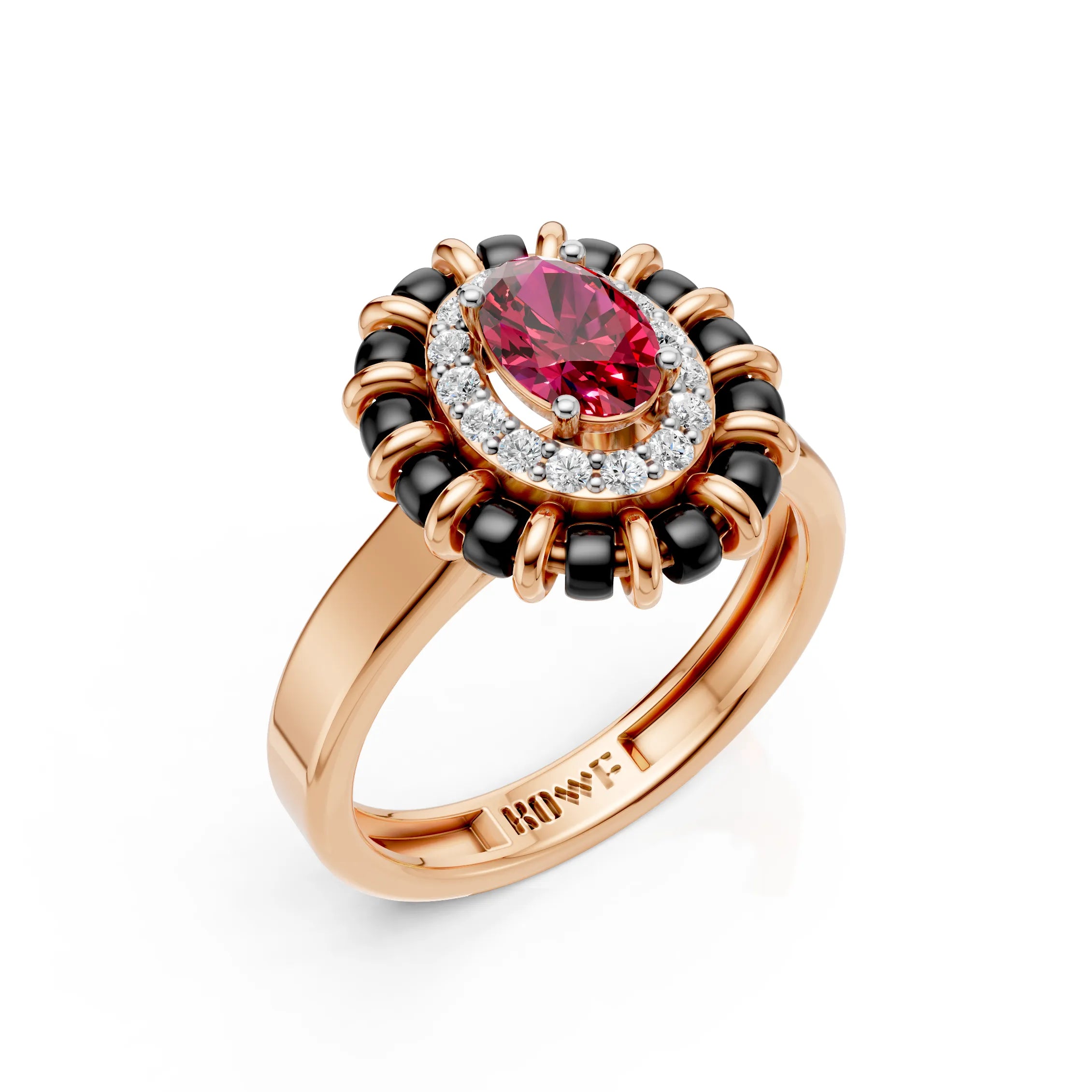 Classic Oval Ruby Cluster Ring
