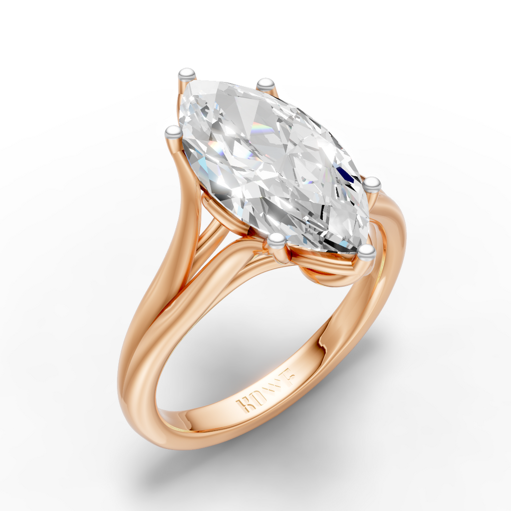 925 Sterling Silver Moissanite Diamond Marquise Solitaire  Ring