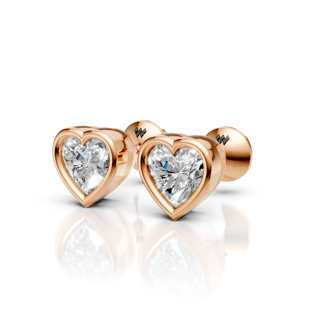 Heart Shaped Bezel Setting Earring ( 1 Pair )