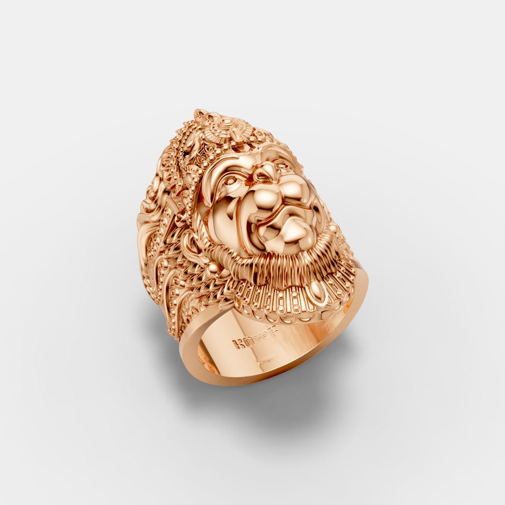 Antique Finish Hanuman Ring With “राम” Engraving