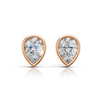 Pear Shaped Bezel Setting Earring ( 1 Pair )