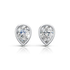 Pear Shaped Bezel Setting Earring ( 1 Pair )
