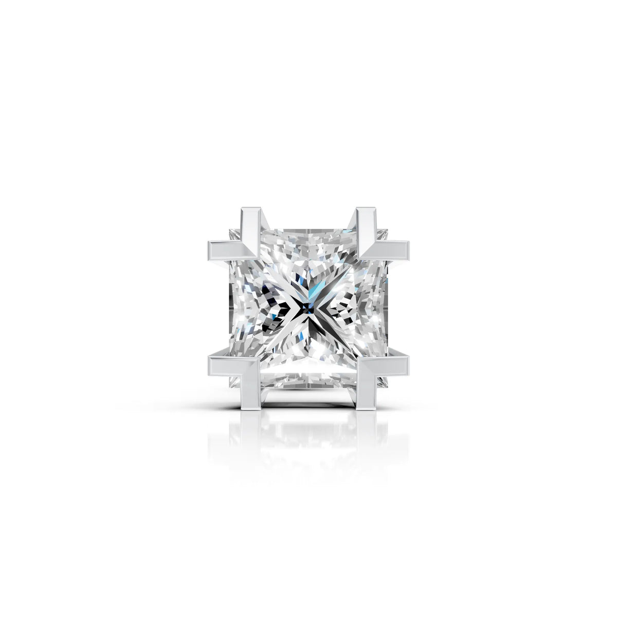 Princess Cut Corner Claw Diamond Stud (1 PC)