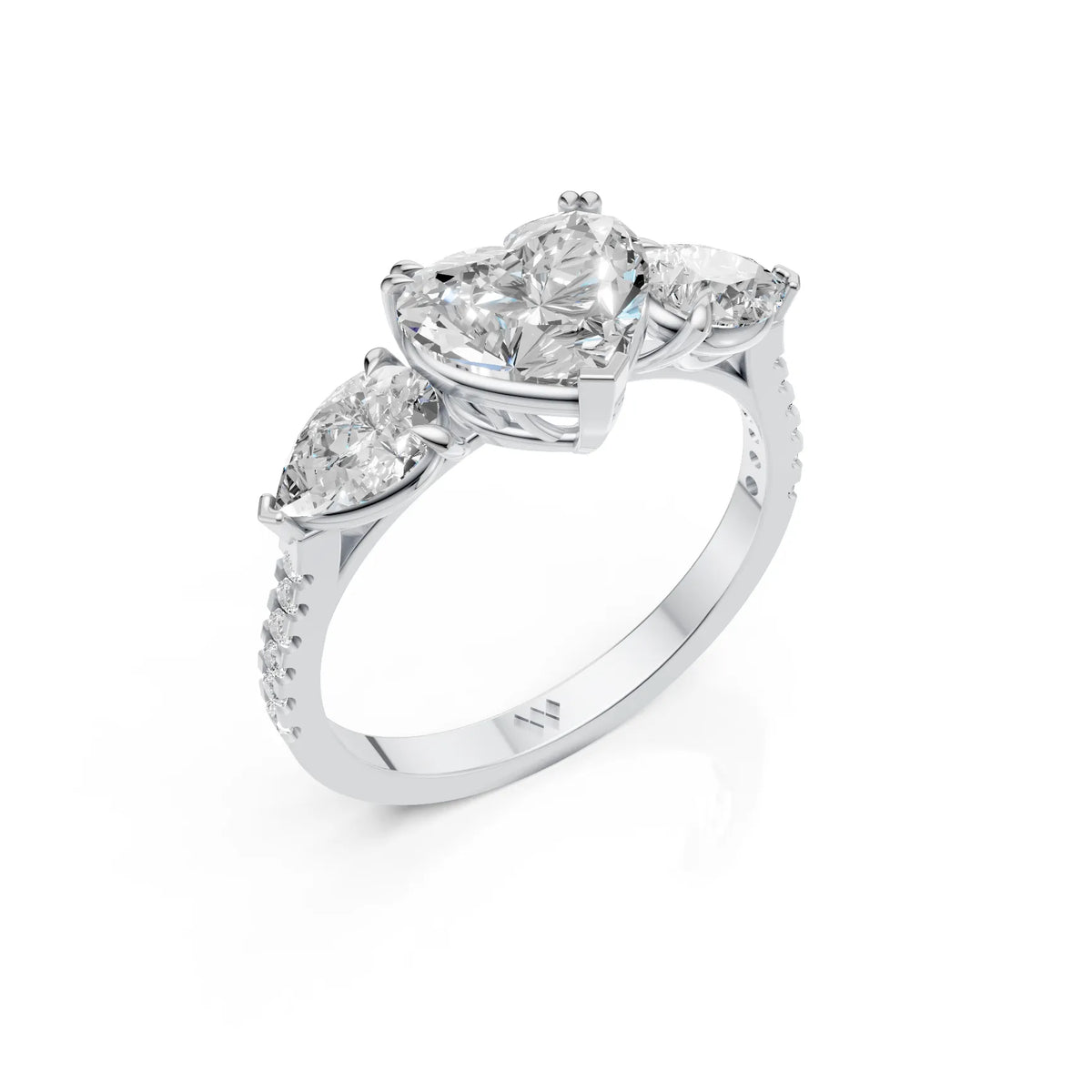 Heart & Pear Diamond Trilogy Ring
