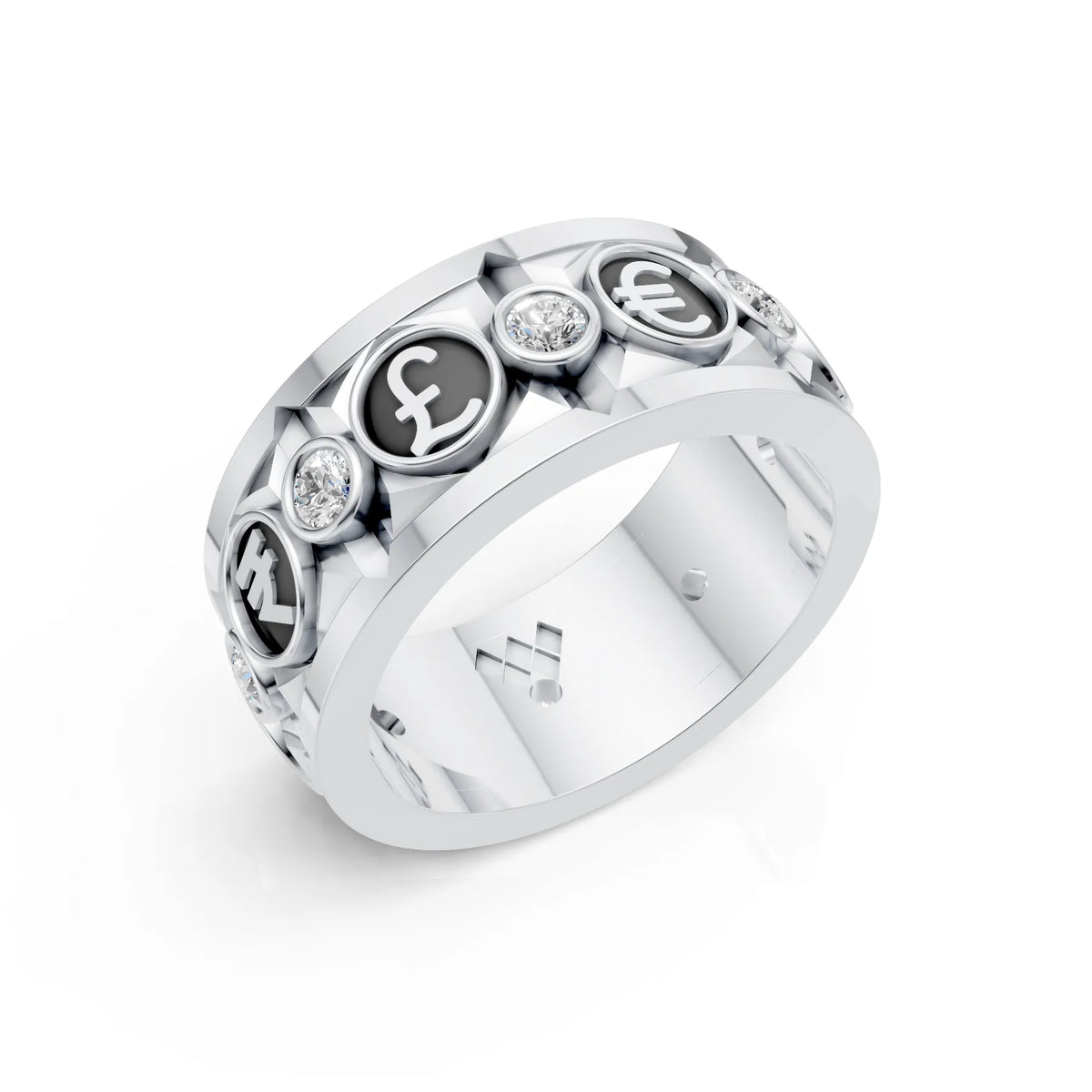 Currency Symbol Moissanite Men's Ring