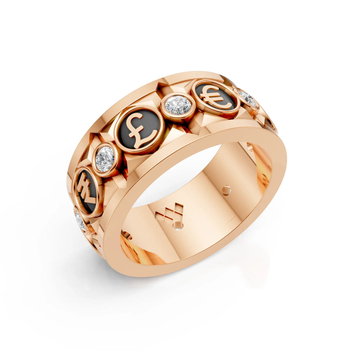 Currency Symbol Moissanite Men's Ring