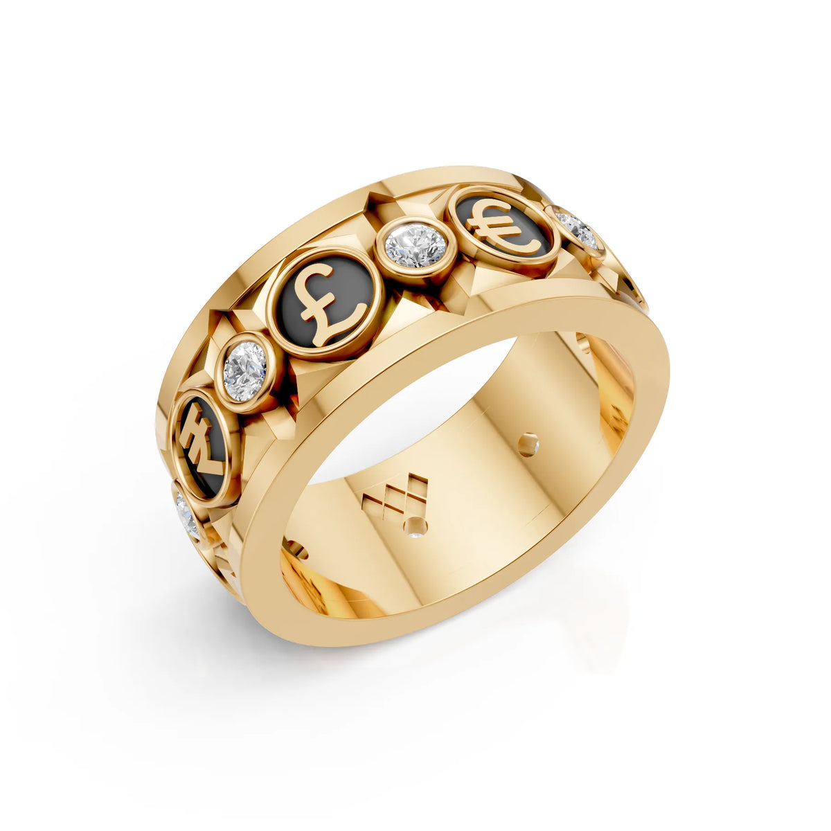 Currency Symbol Moissanite Men's Ring
