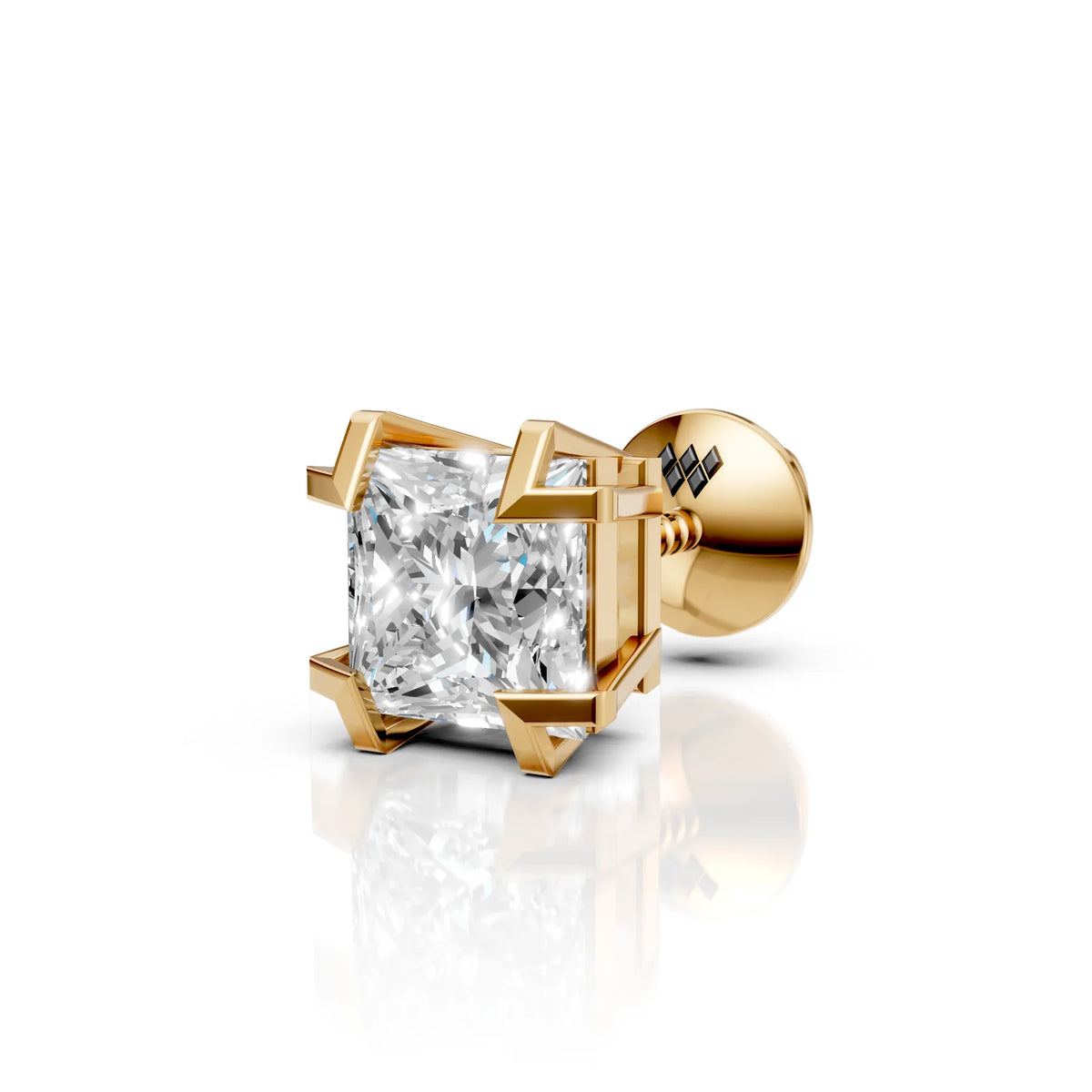 Princess Cut Corner Claw Diamond Stud (1 PC)