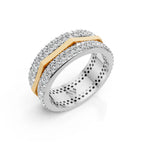 Solid Gold And 925 Sterling Silver Gold Moissanite Diamond Hexagon Shape Band  Ring