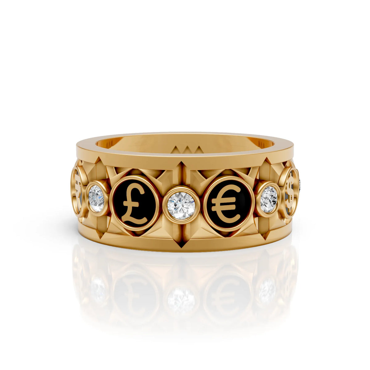 Currency Symbol Moissanite Men's Ring