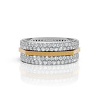 Solid Gold And 925 Sterling Silver Gold Moissanite Diamond Hexagon Shape Band  Ring