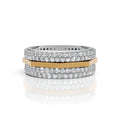 Solid Gold And 925 Sterling Silver Gold Moissanite Diamond Hexagon Shape Band  Ring