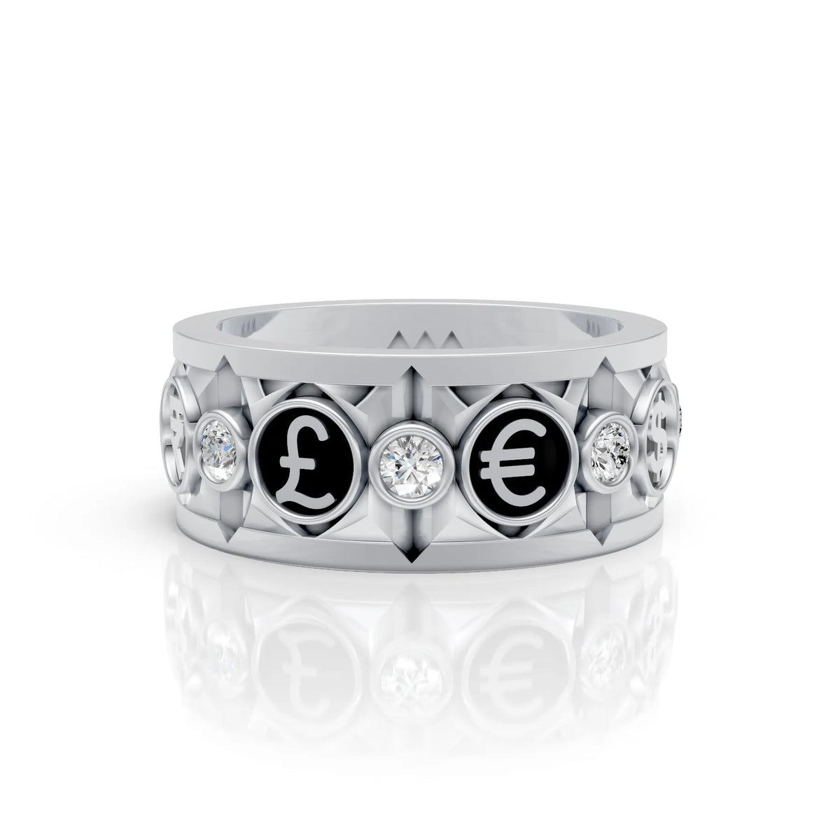Currency Symbol Moissanite Men's Ring
