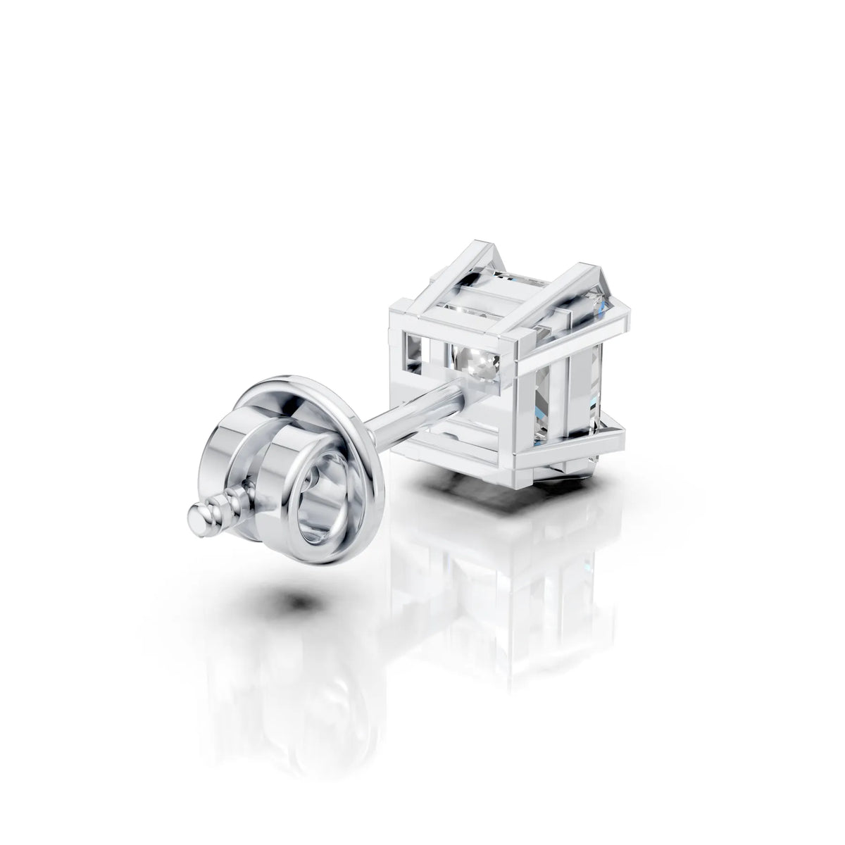 Princess Cut Corner Claw Diamond Stud (1 PC)