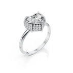 Heart Solitaire Halo Diamond Ring