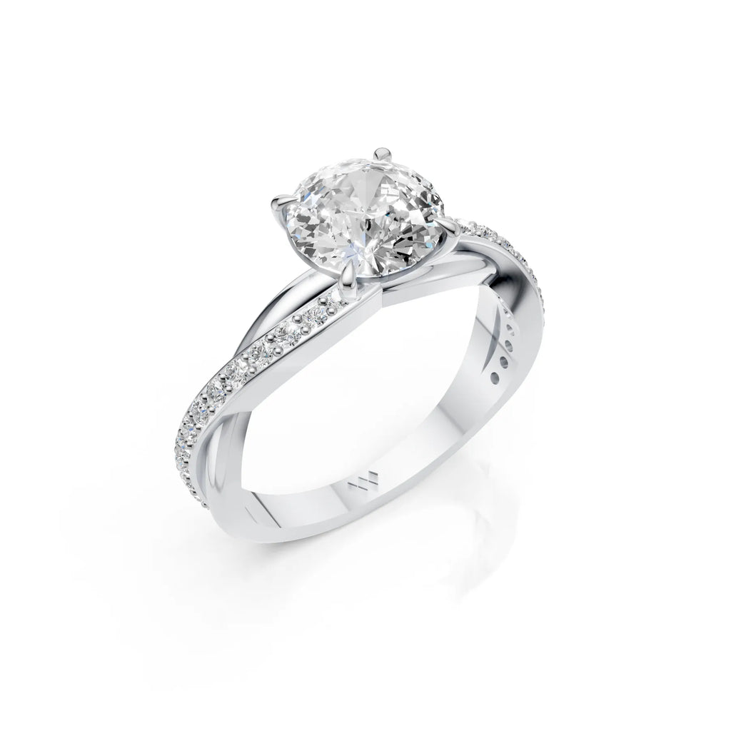 Elegant Round Solitaire Twisted Band Ring